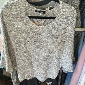 Olivaceous Black and White Knit Poncho